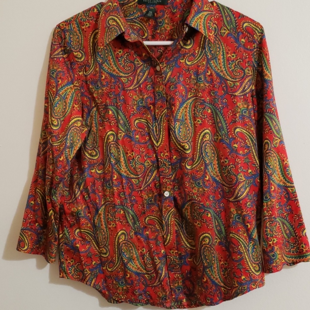 Ralph Lauren blouse paisley design, petite M